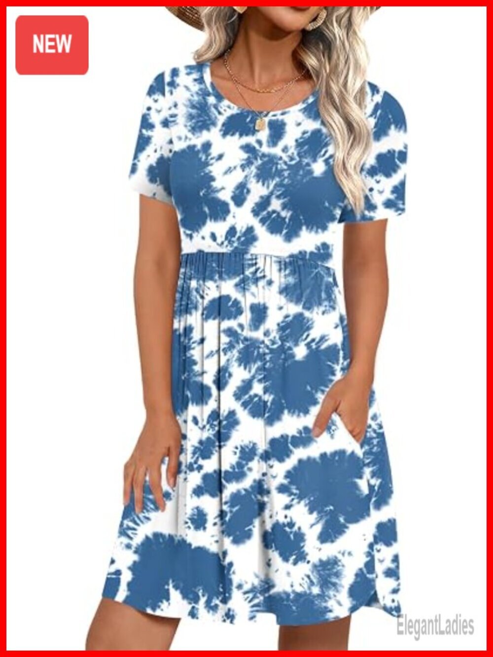 Short Sleeve Loose Fit Sundress with Pockets S-3XL